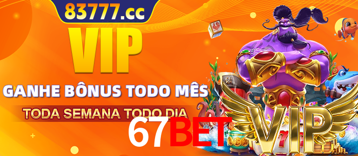 Banner promocional do 67BET oferecendo 100% de recompensas adicionais contínuas para quem fizer o login diário (Daily sign-in), com um mascote de coelho.